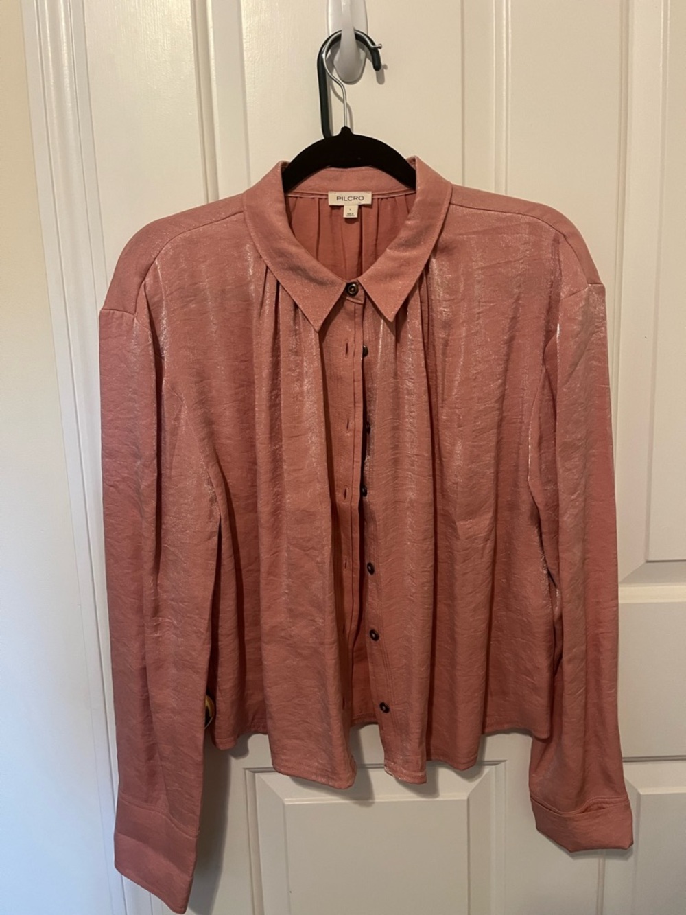 Pilcro Rose Pink Button-Front Blouse